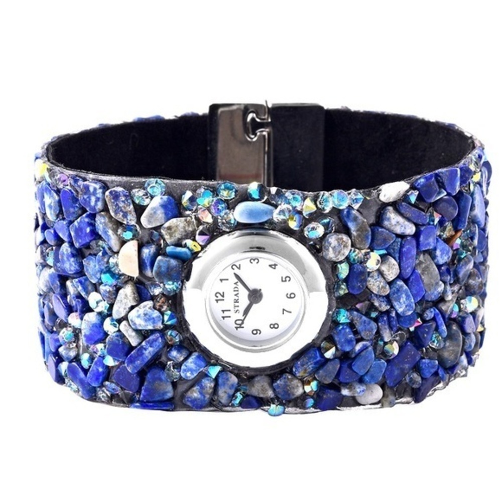 Belt Watch Lapis Lazuli, Austrian Crystal 120 tcw natural gemstone